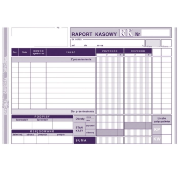 RK raport kasowy (poziom) A5 411-3